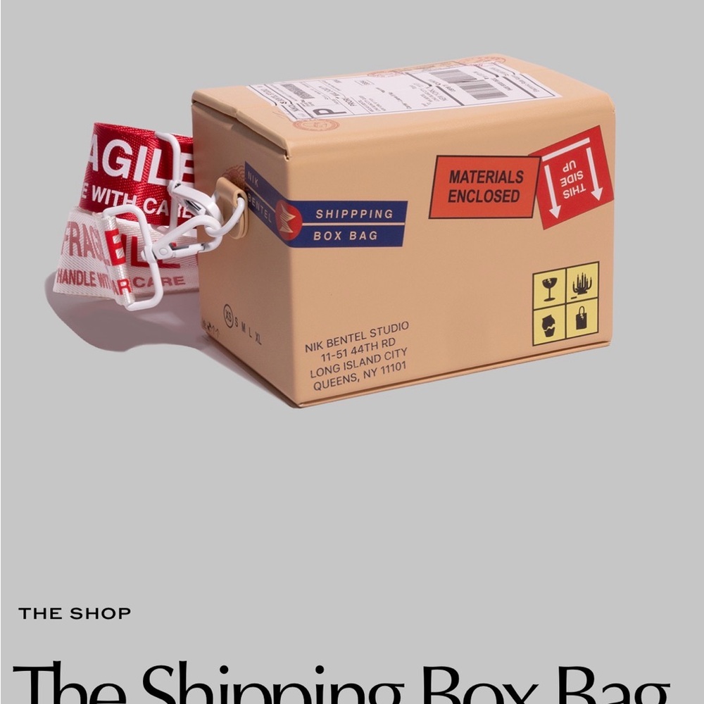 Creative Shipping Box Crossbody Bag - Tan